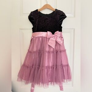 Size 5 Kids’ Jona Michelle velvet black with pink sparkles and tutu Dress